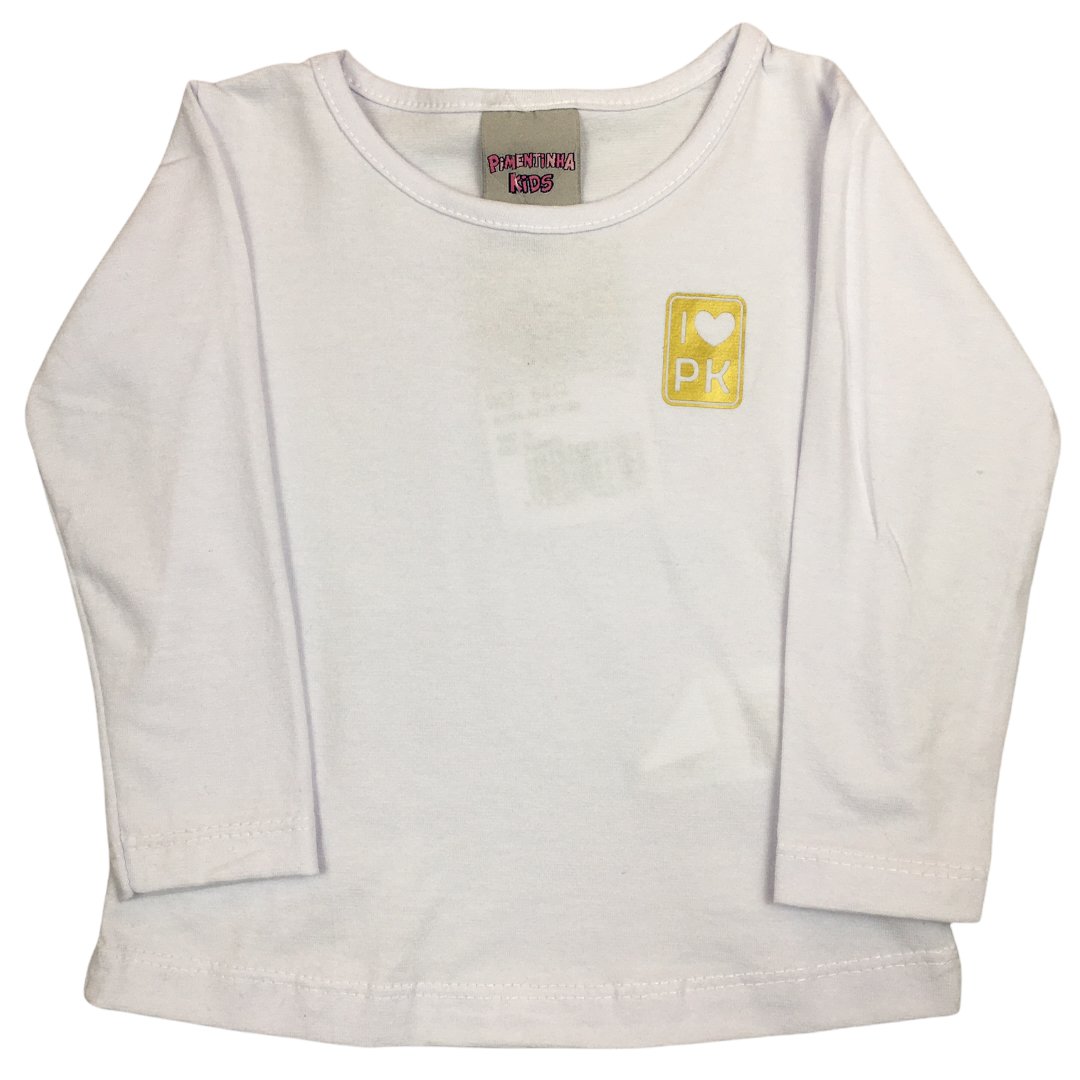 Blusa Bebê Menina I Love Branco - Pimentinha Kids