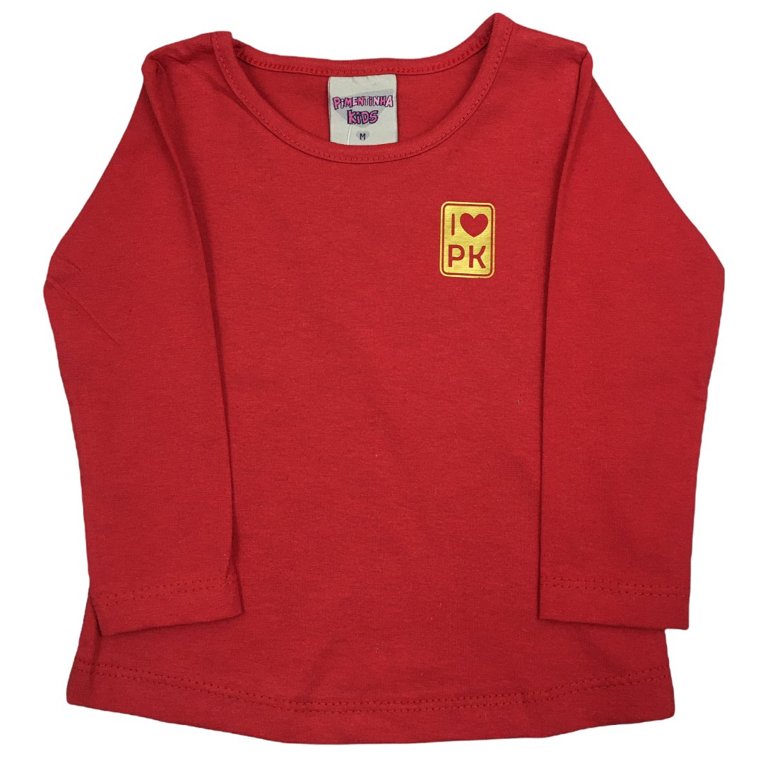 Blusa Bebê Menina I Love Vermelho - Pimentinha Kids