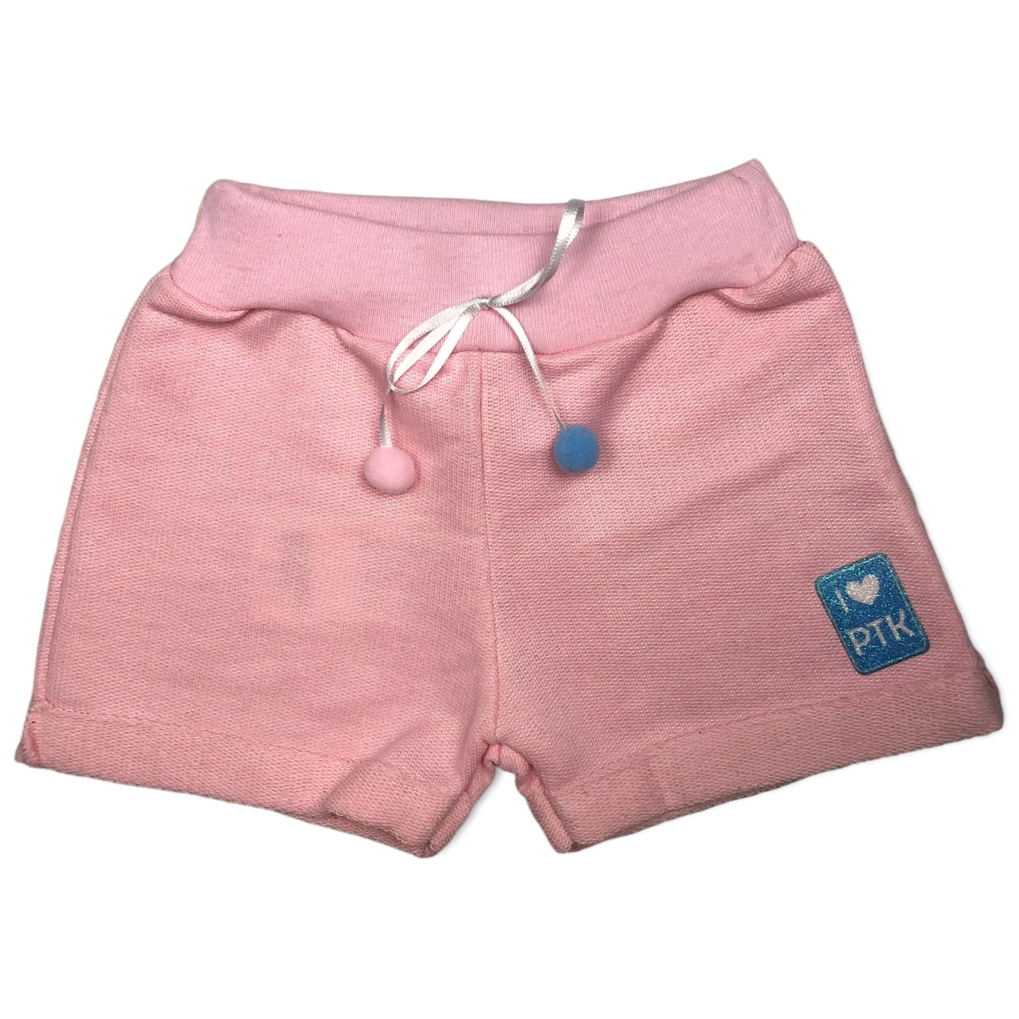 Short Bebê Menina Pompom Rosa - Pimentinha Kids