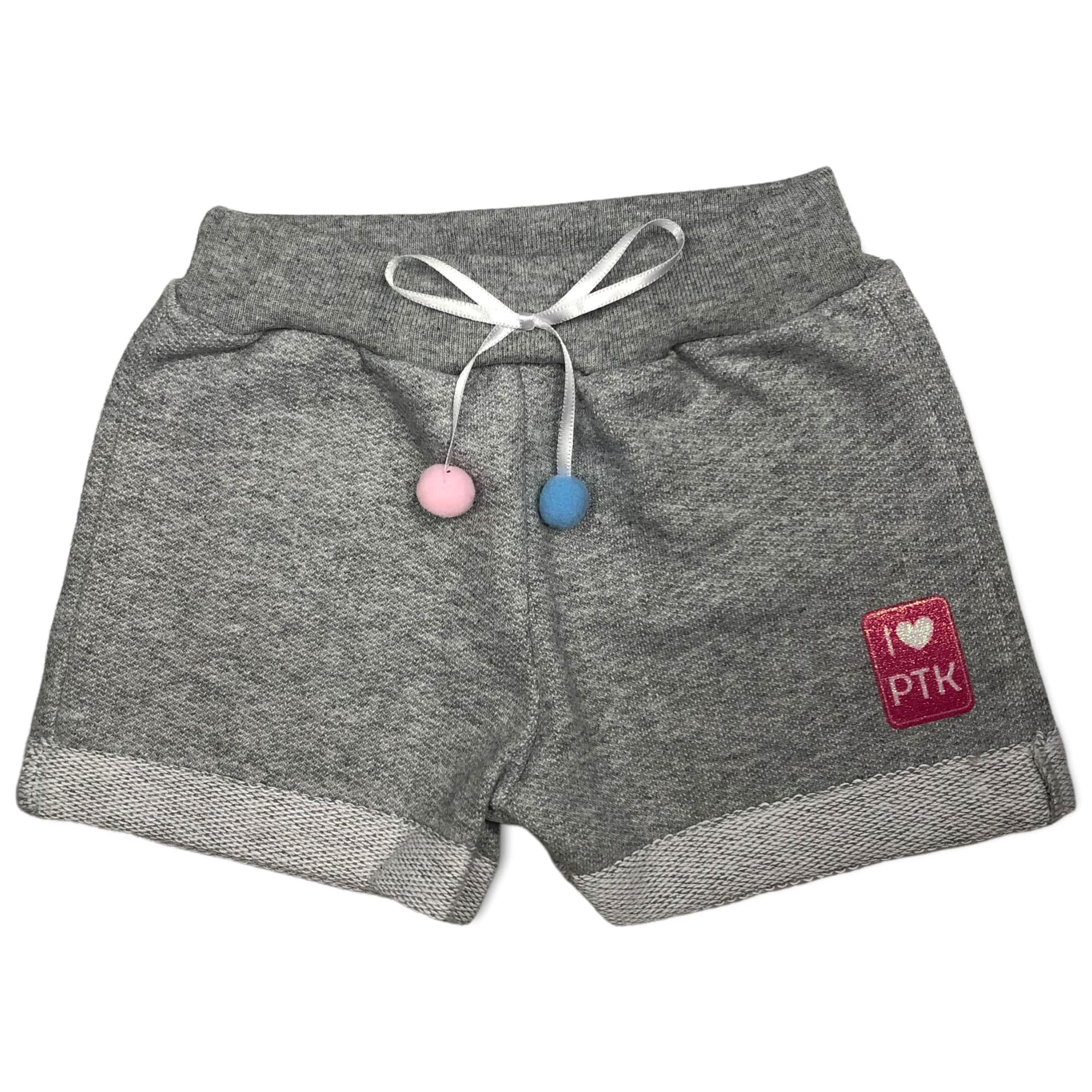 Short Bebê Menina Pompom Cinza - Pimentinha Kids