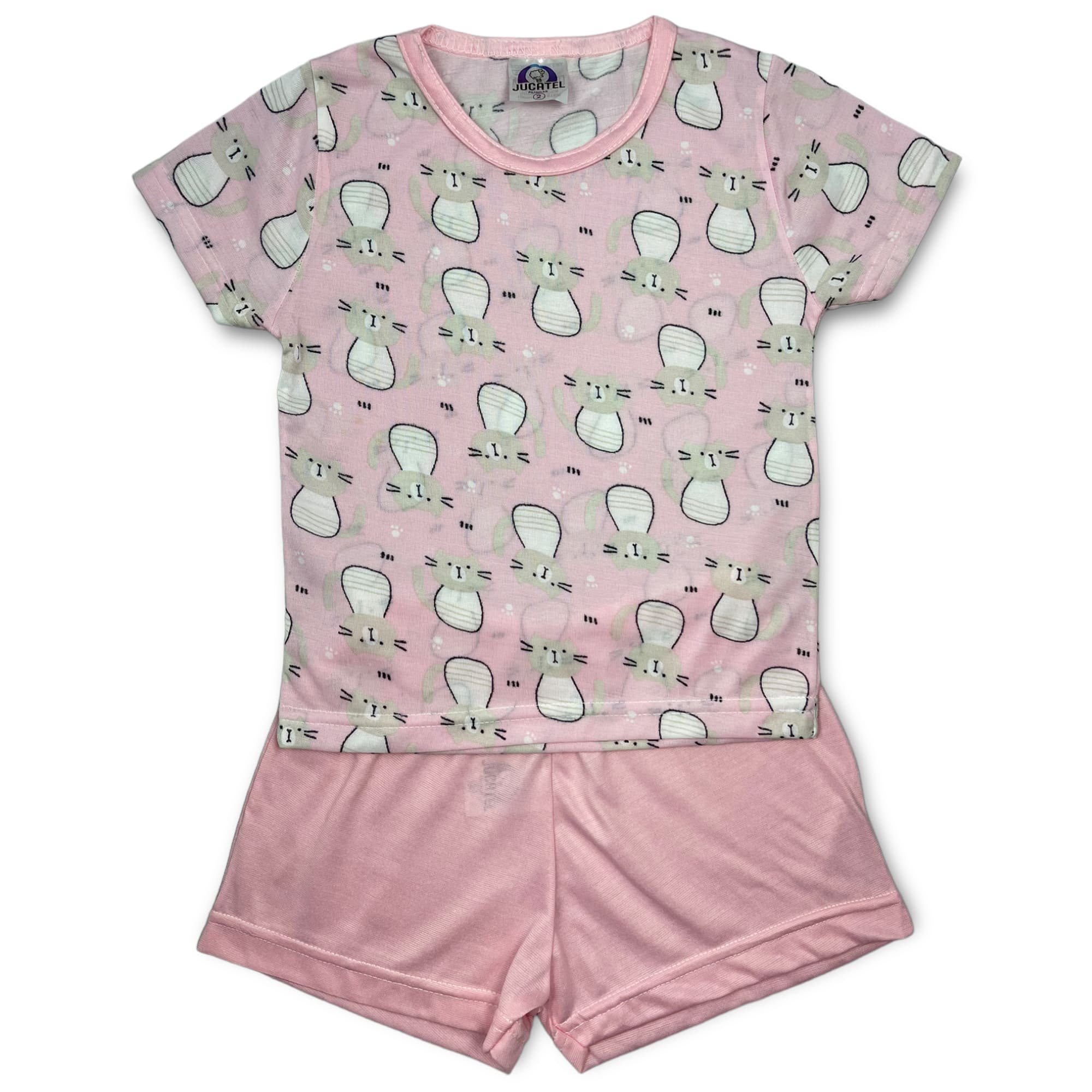 Pijama Infantil Menina Gato Rosa Jucatel