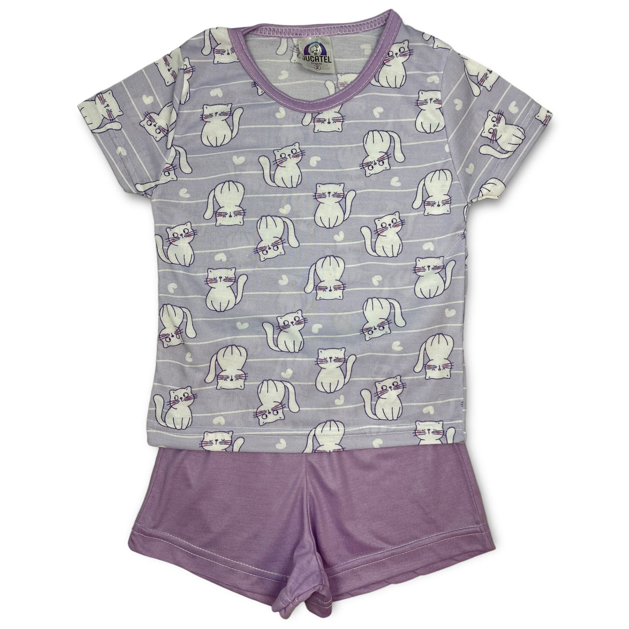Pijama Infantil Menina Gato Lilas Jucatel