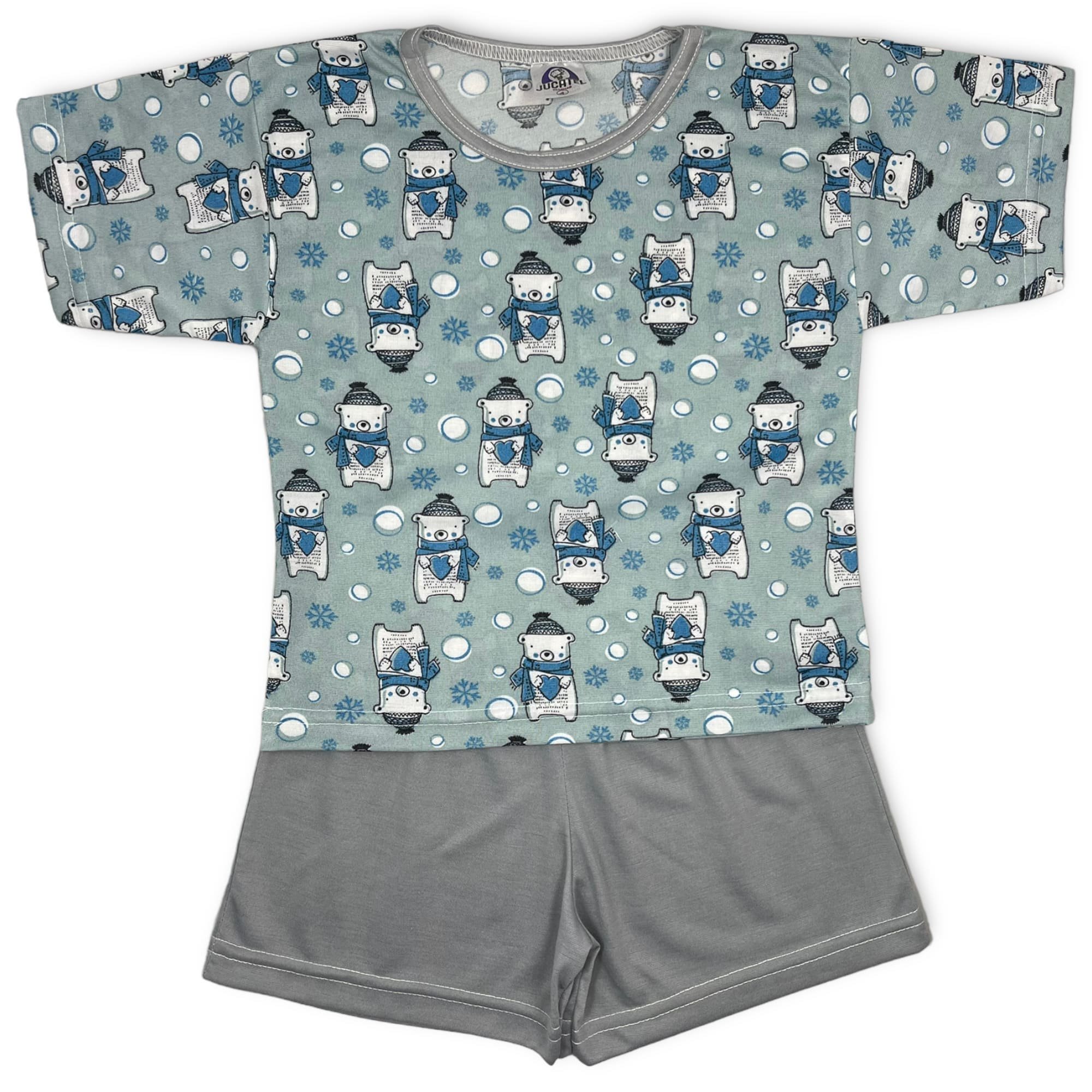 Pijama Infantil Menino Ursos Polar Azul Jucatel