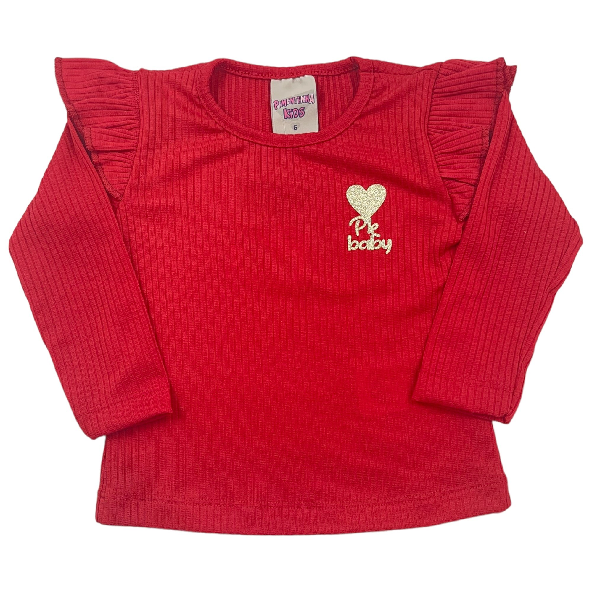 Blusa Bebê Menina Canelada Vermelho - Pimentinha Kids