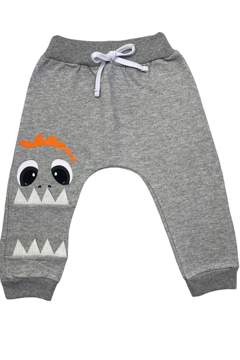 Calça Em Moletom Menino Monstrinho Mescla - Pimentinha Kids