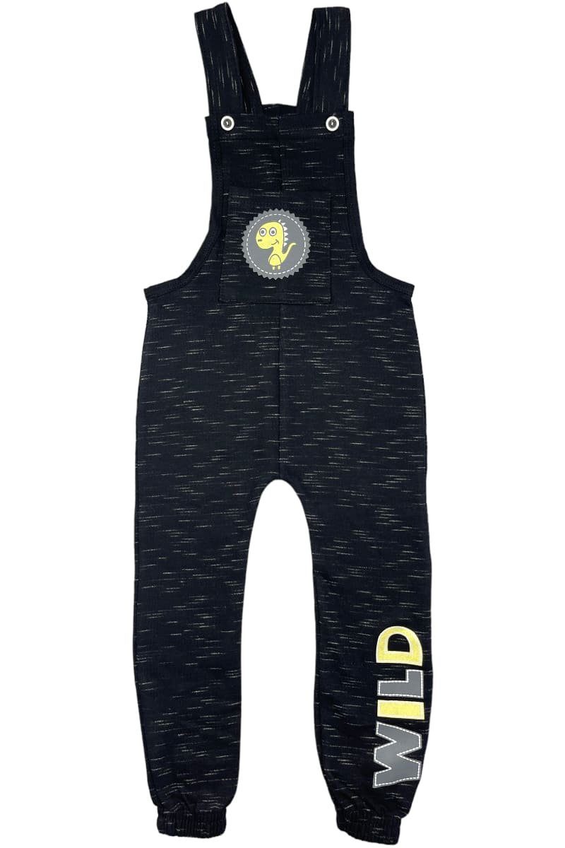 Jardineira Menino Dino Wild Preto - Pimentinha Kids