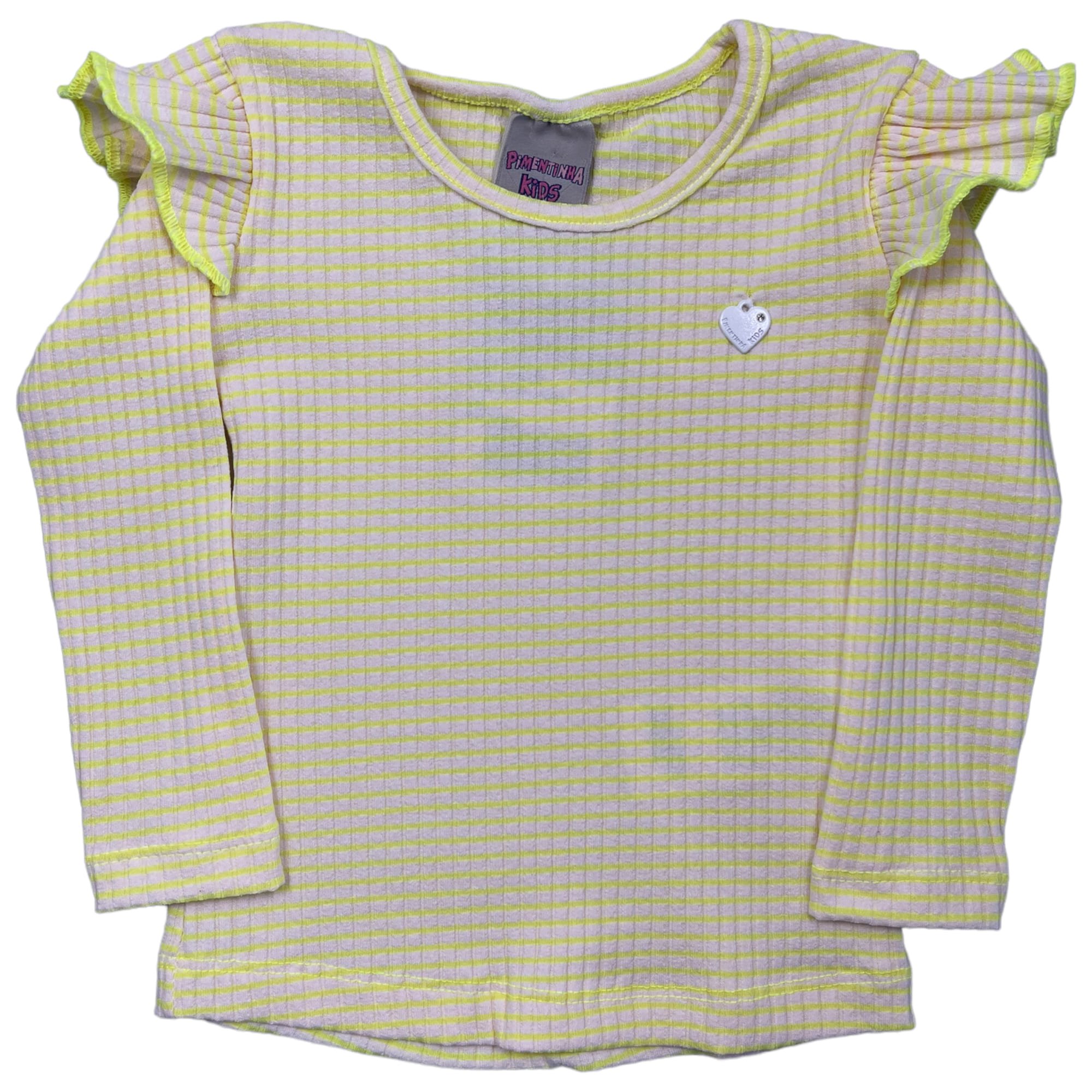 Blusa Menina Listrada Amarelo - Pimentinha Kids