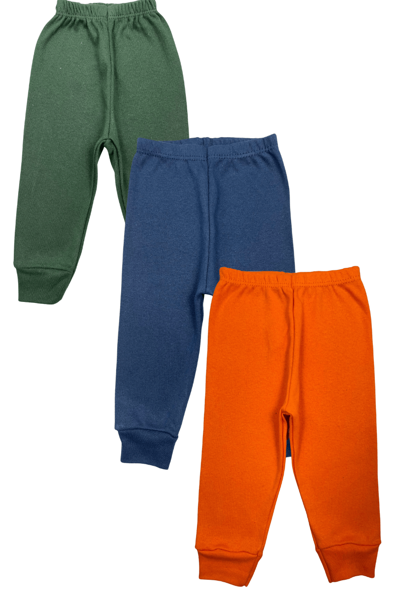 Kit Calça Bebê 3 Peças Verde Azul Marinho E Laranja - TonTon Kids