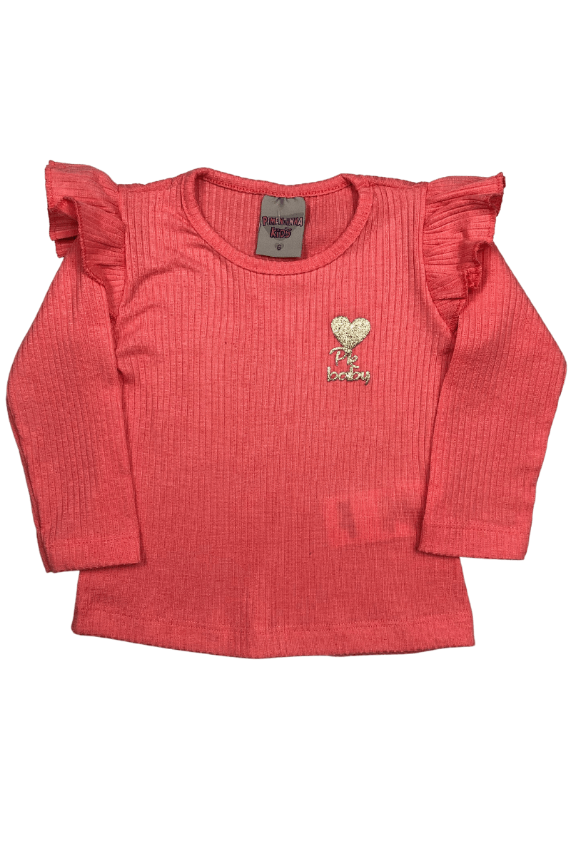 Blusa Bebê Menina Canelada Rosa - Pimentinha Kids