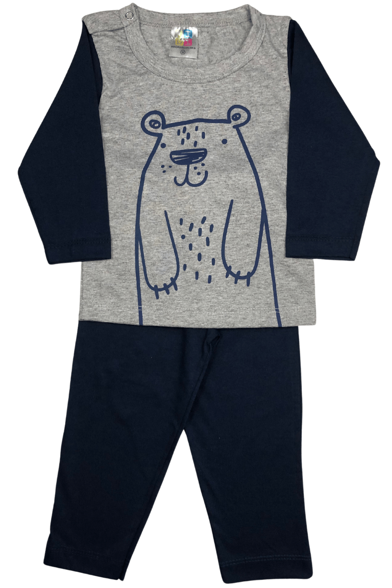 Conjunto Pijama Bebê Menino Ursinho Marinho - Jidi Kids