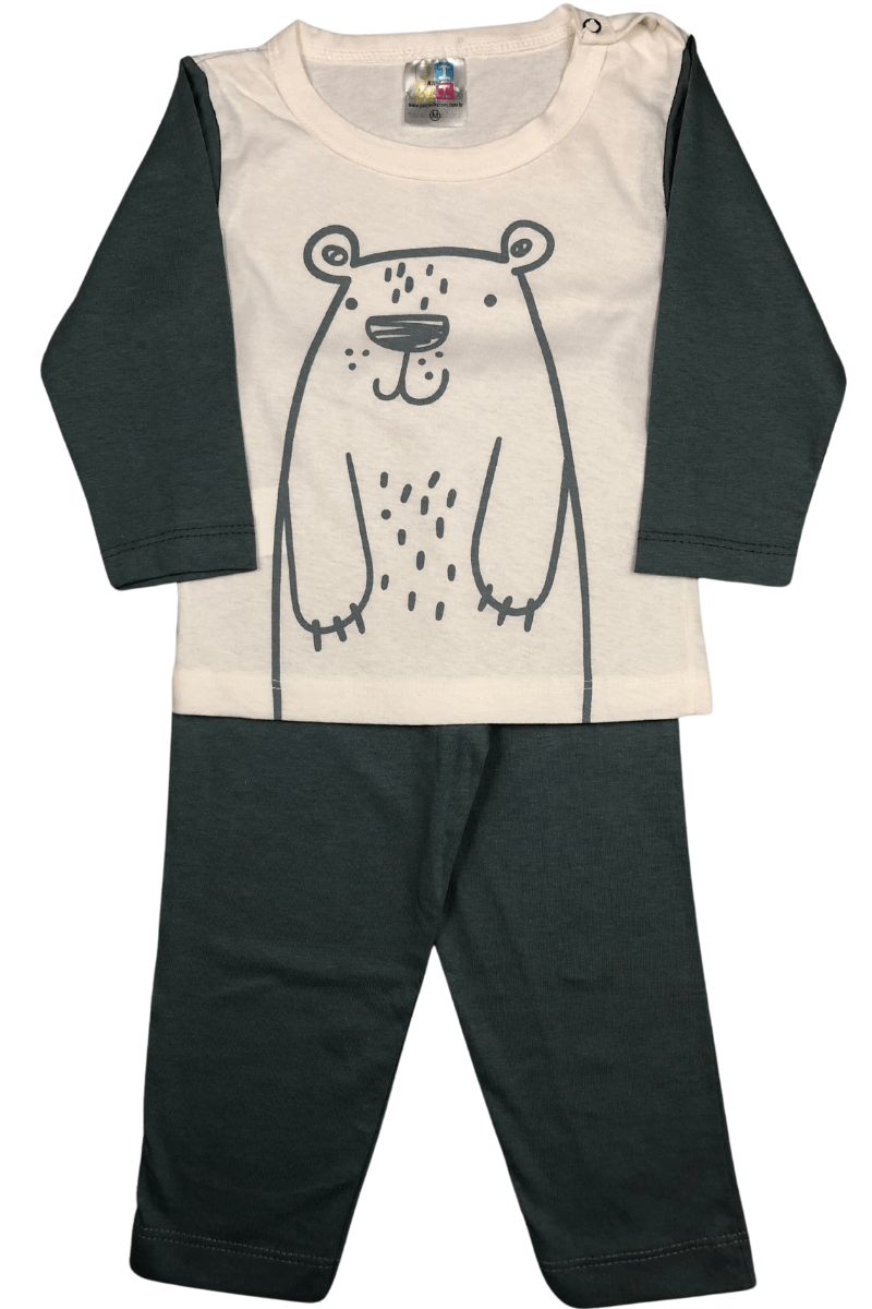Conjunto Pijama Bebê Menino Ursinho Chumbo - Jidi Kids