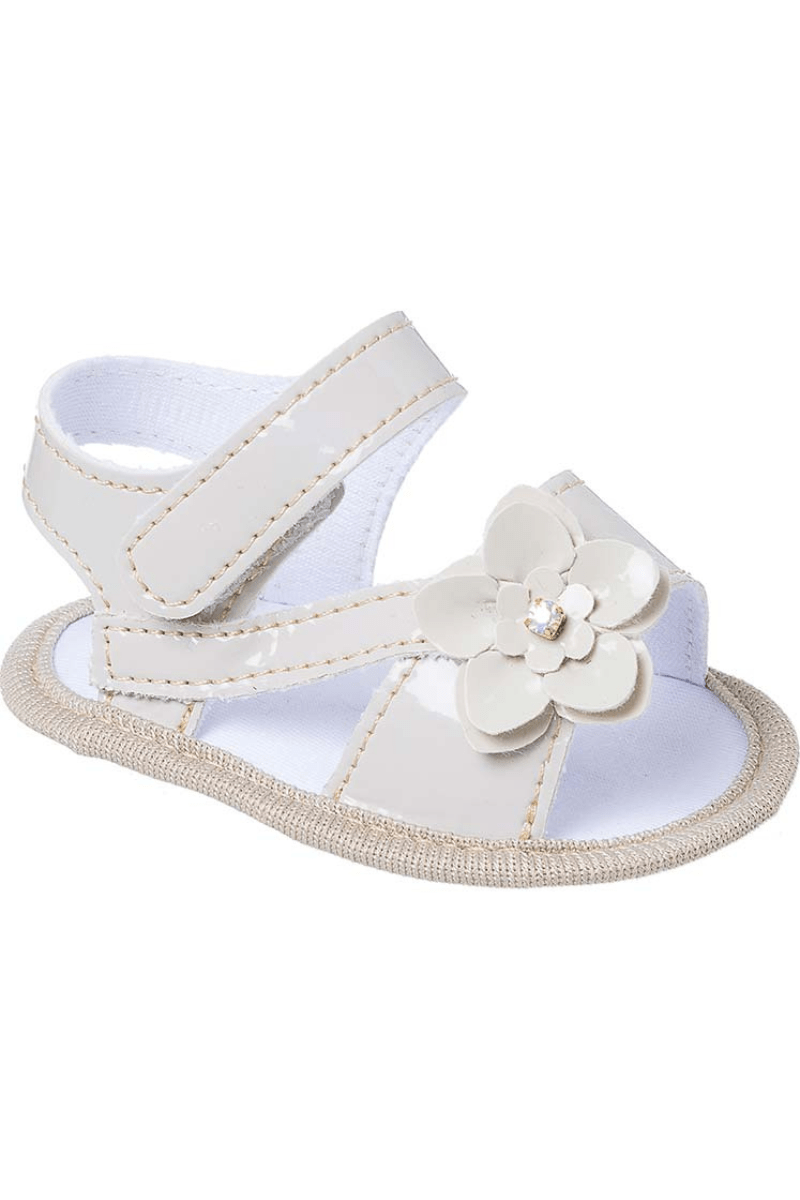 Sandália Para Bebê Aplique Flor Bege - Keto Baby