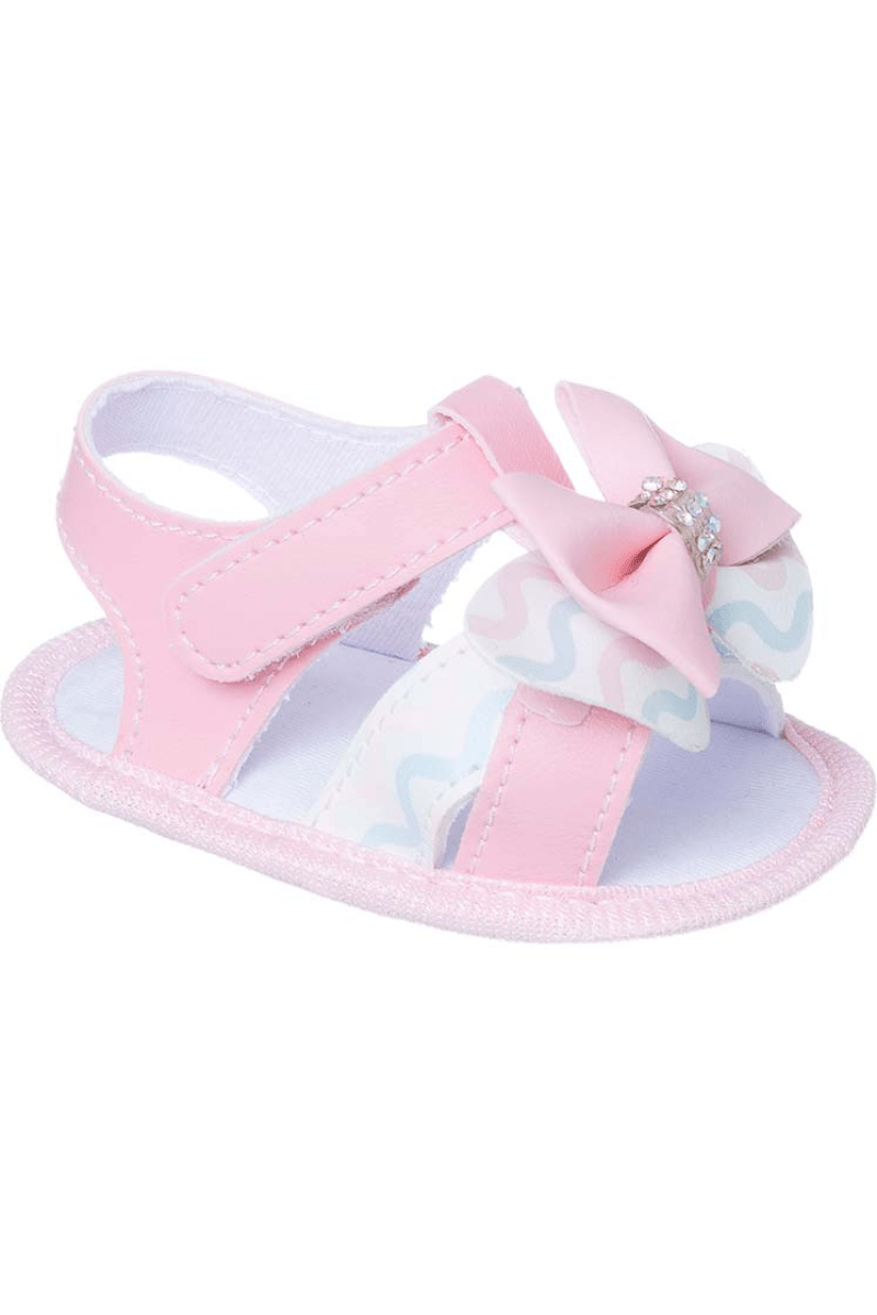 Sandália Para Bebê Laço E Strass Rosa - Keto Baby