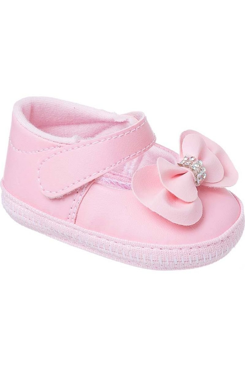 Sapatilha Para Bebê Em Verniz Laço Rosa - Keto Baby