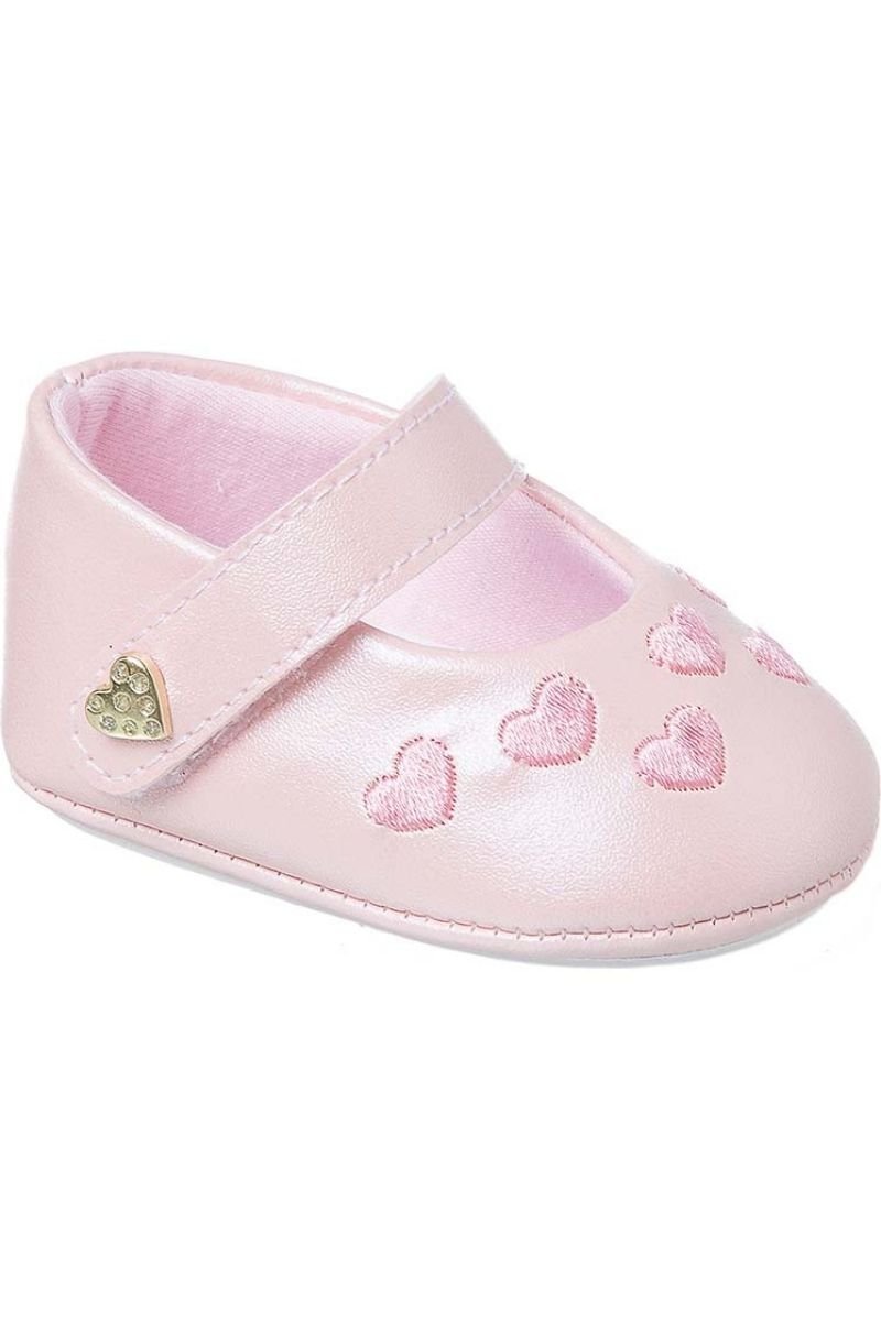 Sapatilha Para Bebê Aplique Coracao Rosa - Keto Baby
