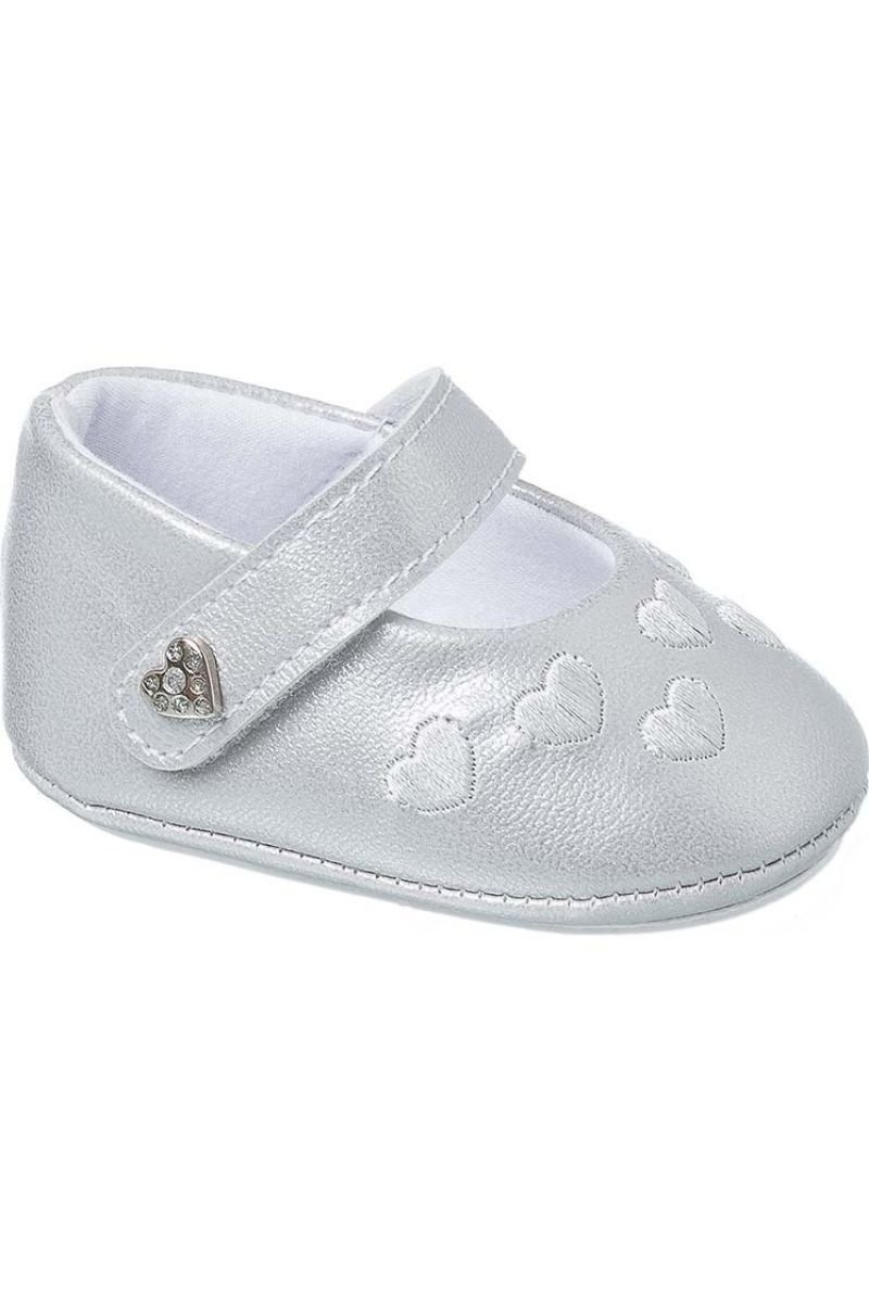 Sapatilha Para Bebê Aplique Coracao Prata - Keto Baby