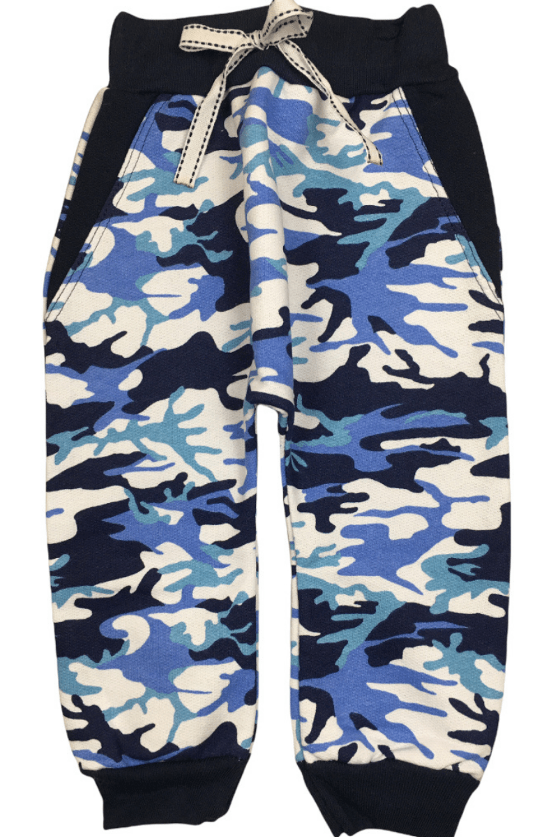 Calça Moletom Bebê Menino Camuflado Azul Marinho - Pimentinha Kids