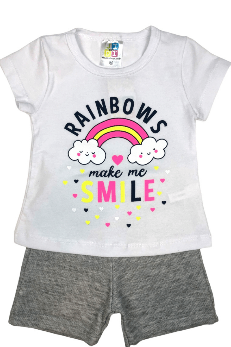 Conjunto Bebê Menina Rainbows Branco Jid Kids