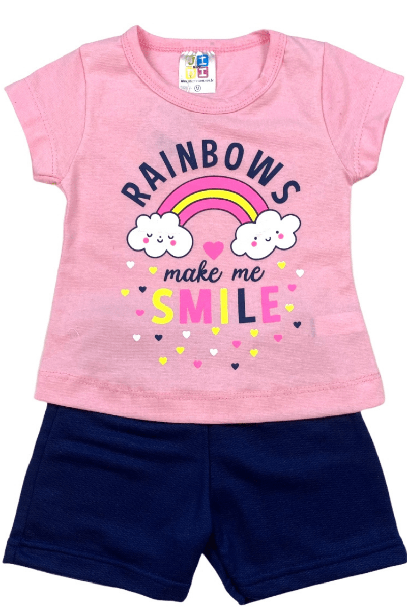 Conjunto Bebê Menina Rainbows Rosa Claro Jid Kids