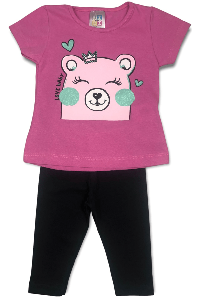 Conjunto Bebê Menina Urso Love Roxo - Jidi Kids
