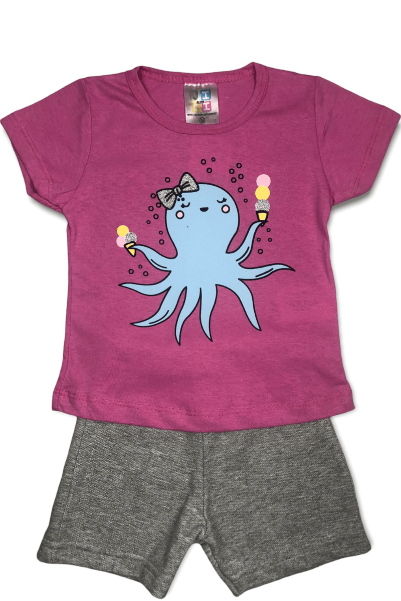 Conjunto Bebê Menina Polvo Roxo - Jidi Kids