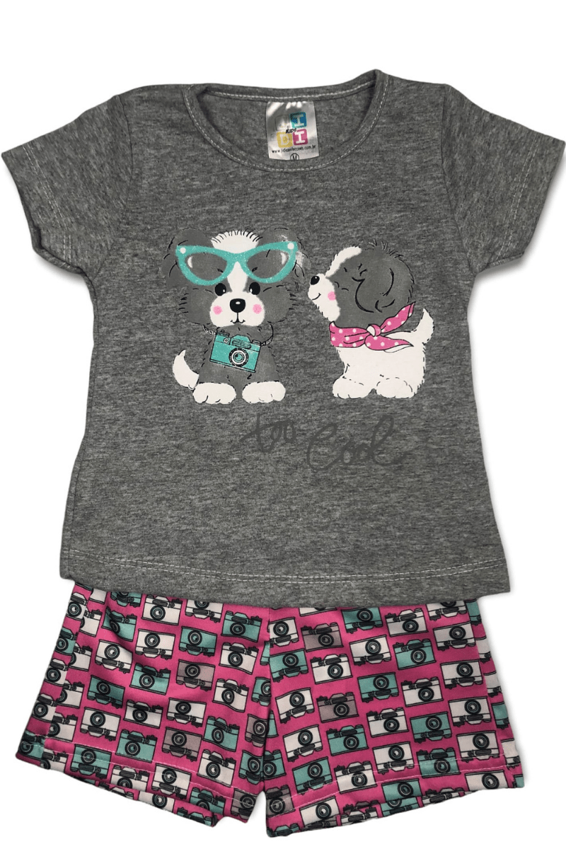 Conjunto Bebê Menina Dogs Cinza - Jidi Kids