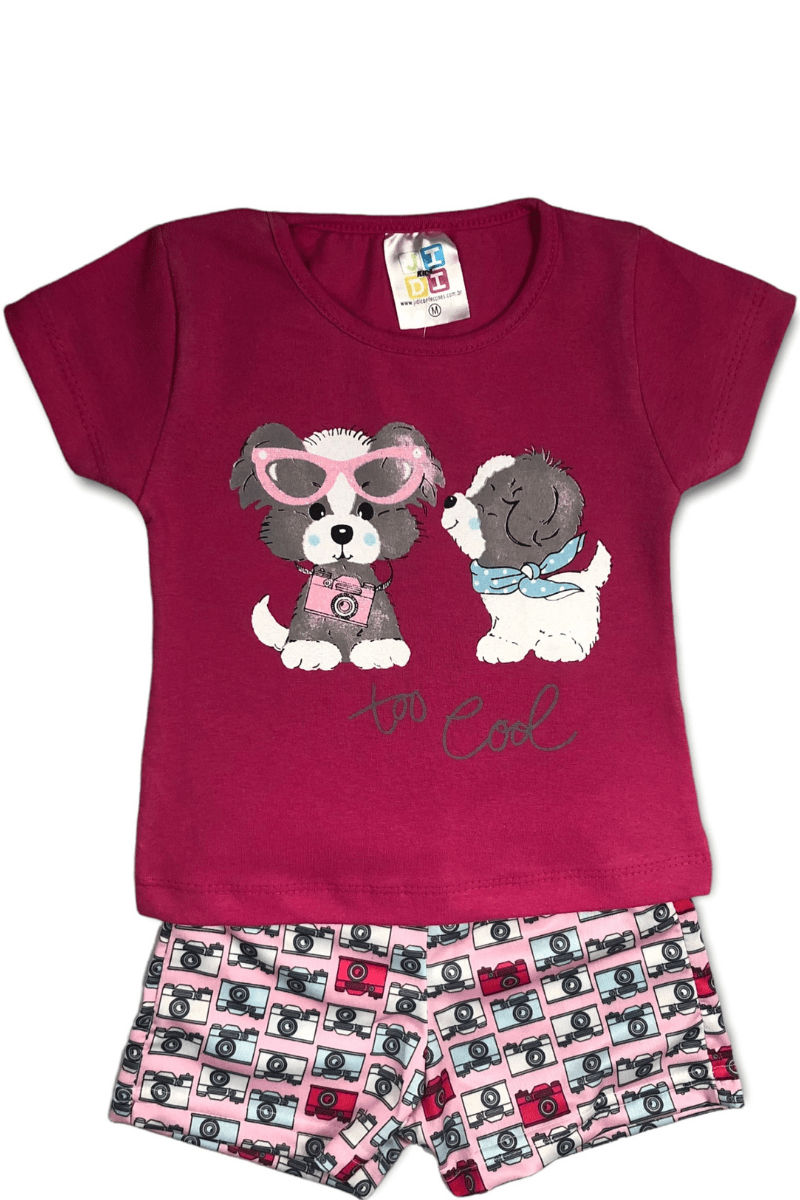 Conjunto Bebê Menina Dogs Pink - Jidi Kids