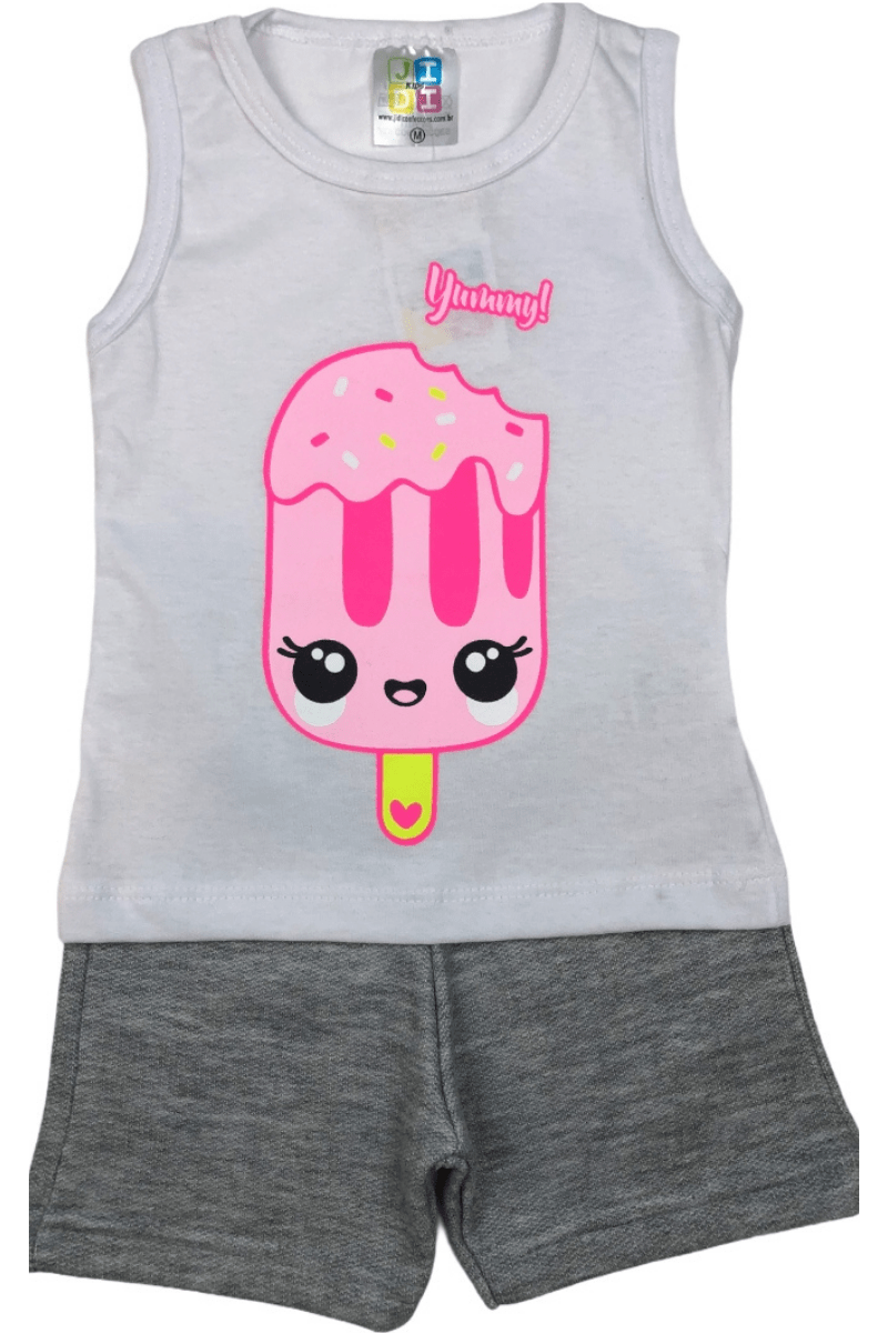 Conjunto Bebê Menina Picole Branco - Jidi Kids