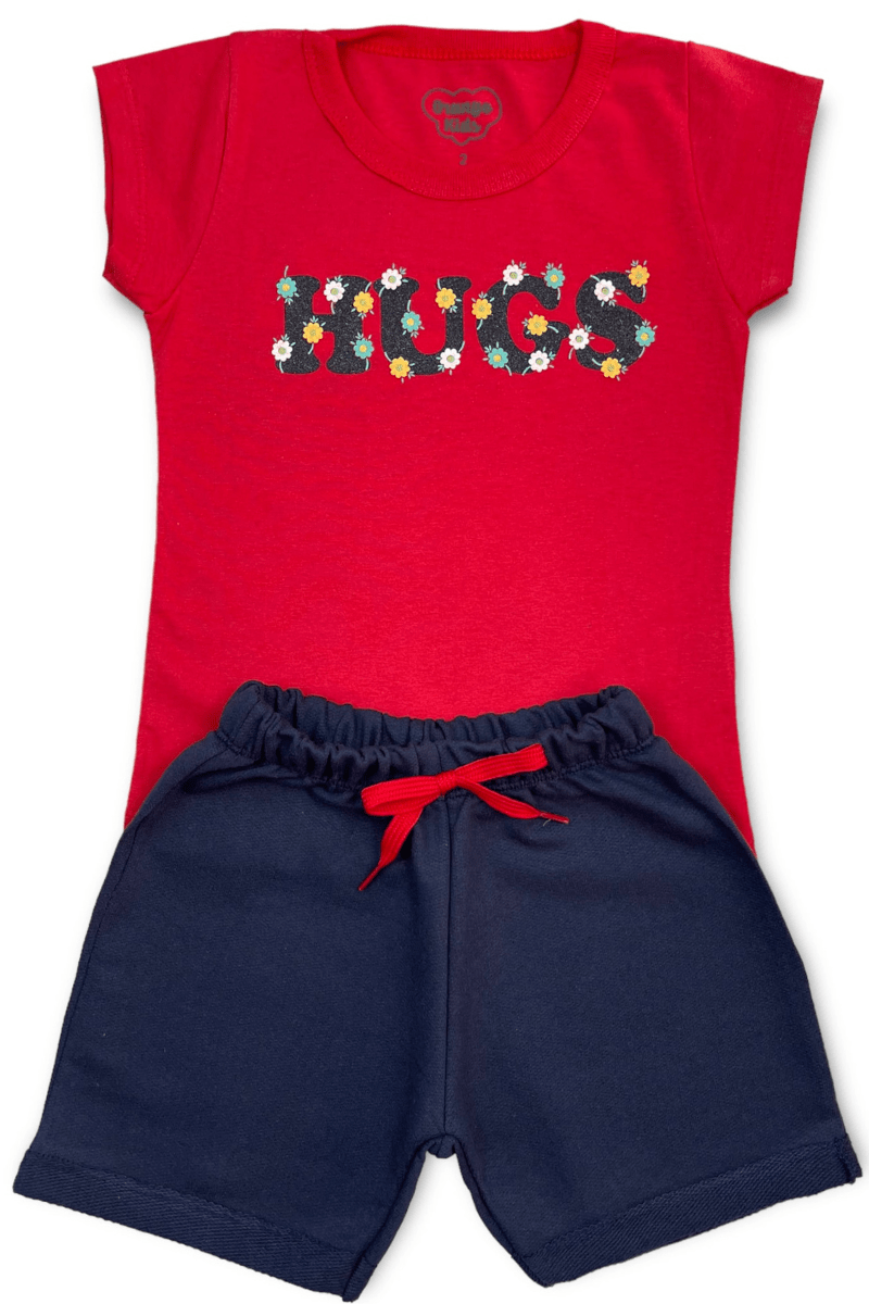 Conjunto Menina Bebê Florzinhas Vermelho - Orango Kids