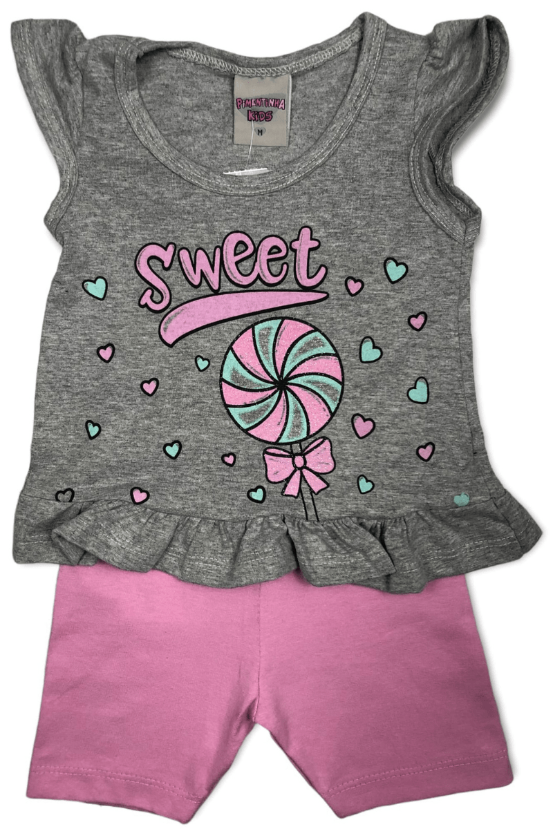Conjunto Bebê Menina Sweet Cinza - Pimentinha Kids