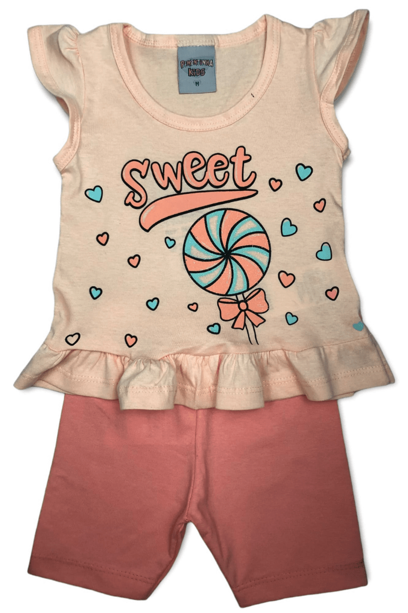Conjunto Bebê Menina Sweet Salmao - Pimentinha Kids