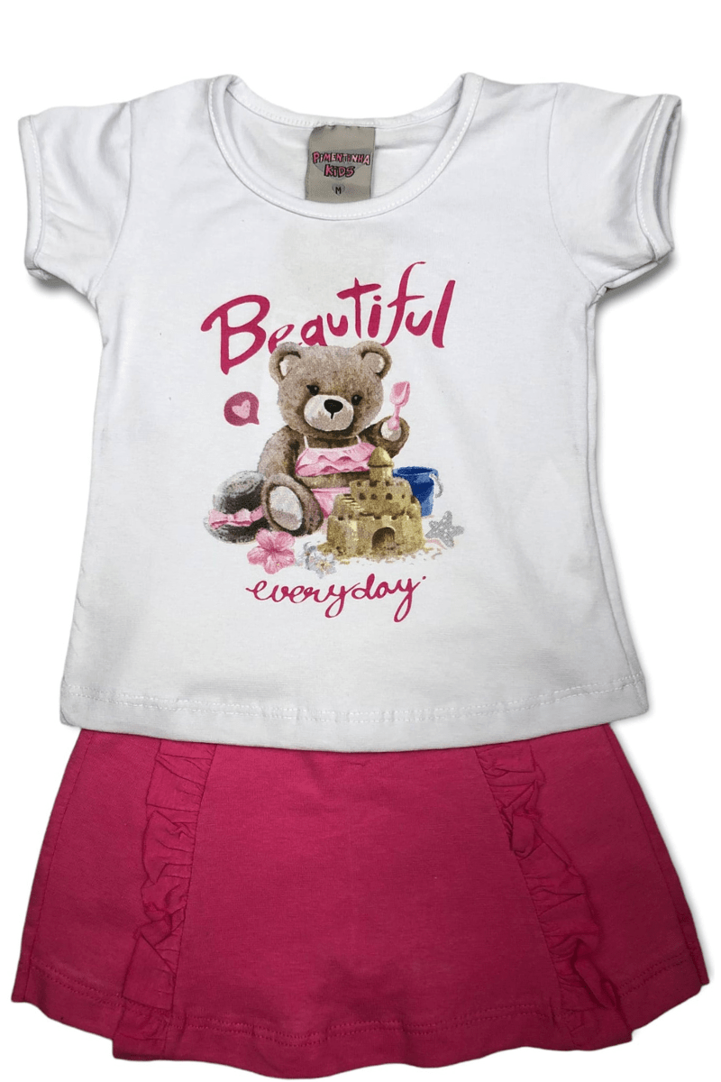 Conjunto Bebê Menina Ursinho Branco - Pimentinha Kids