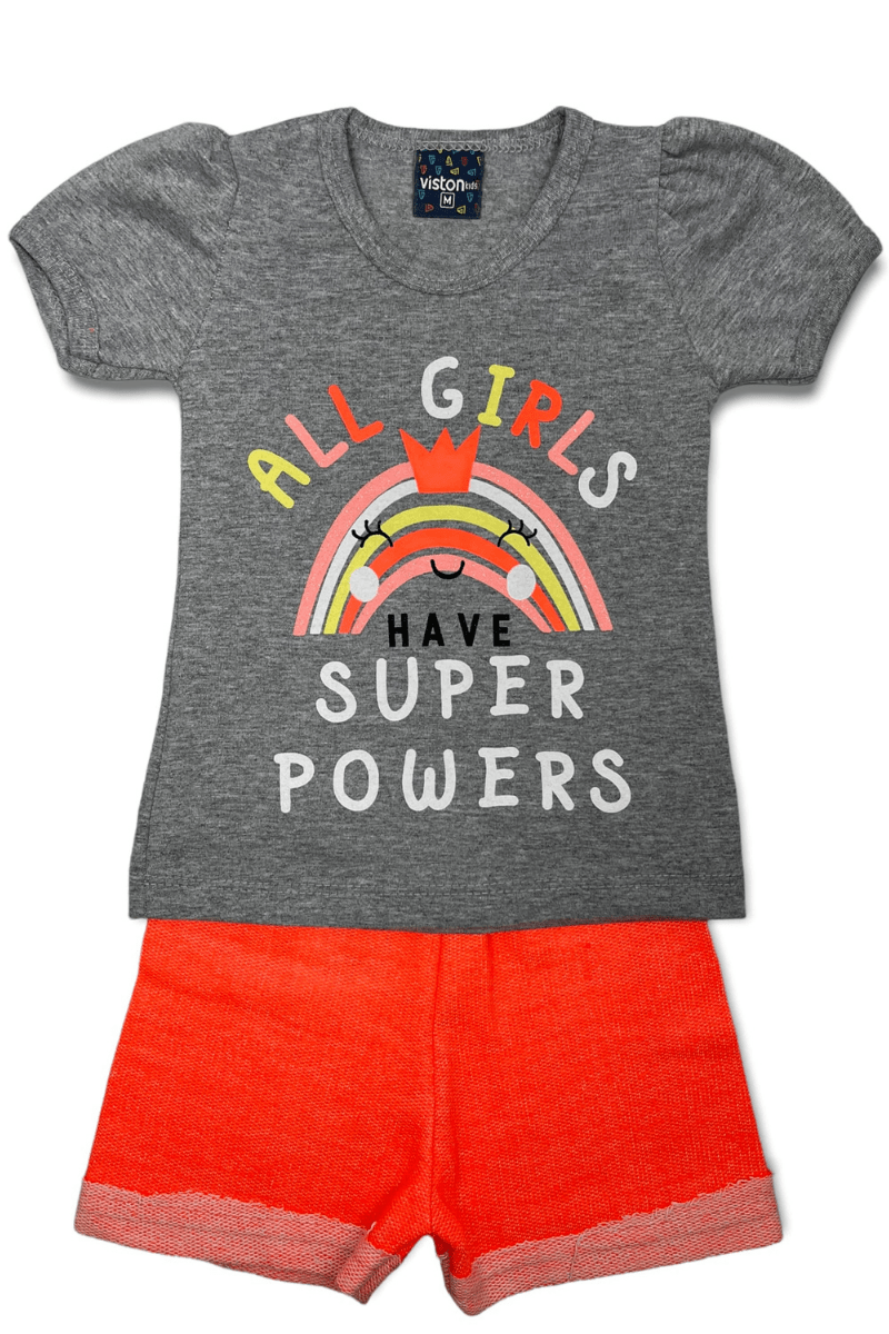 Conjunto Bebê Menina All Girls Cinza - Viston Kids