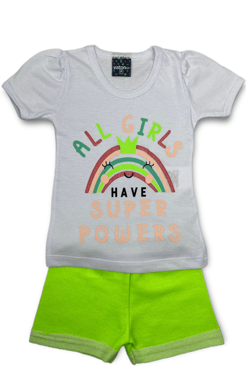 Conjunto Bebê Menina All Girls Branco - Viston Kids