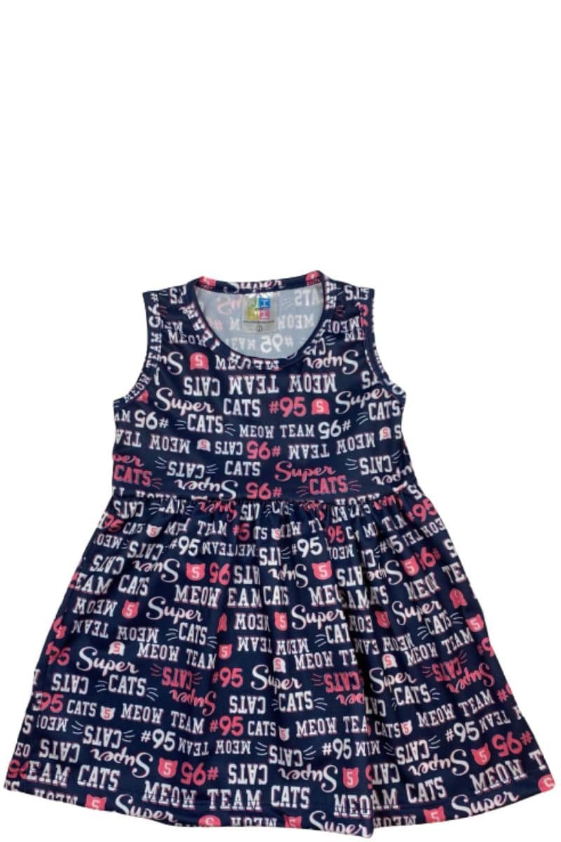 Vestido Bebê Menina Cats Azul Marinho - Jidi Kids