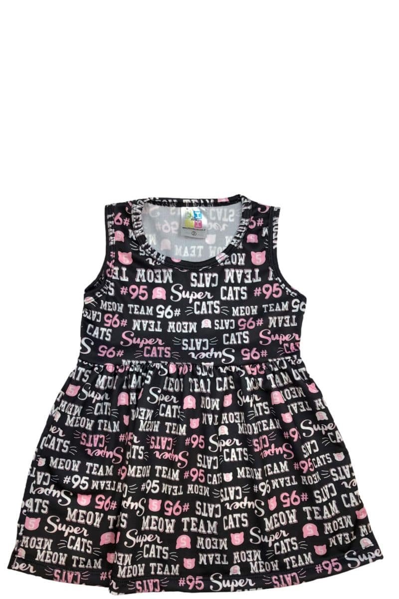 Vestido Bebê Menina Cats Preto - Jidi Kids