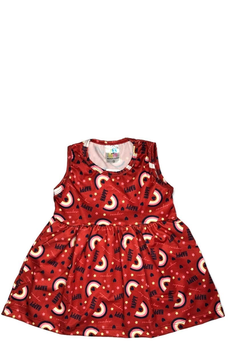 Vestido Menina Happy Arco Íris Vermelho - Jidi Kids