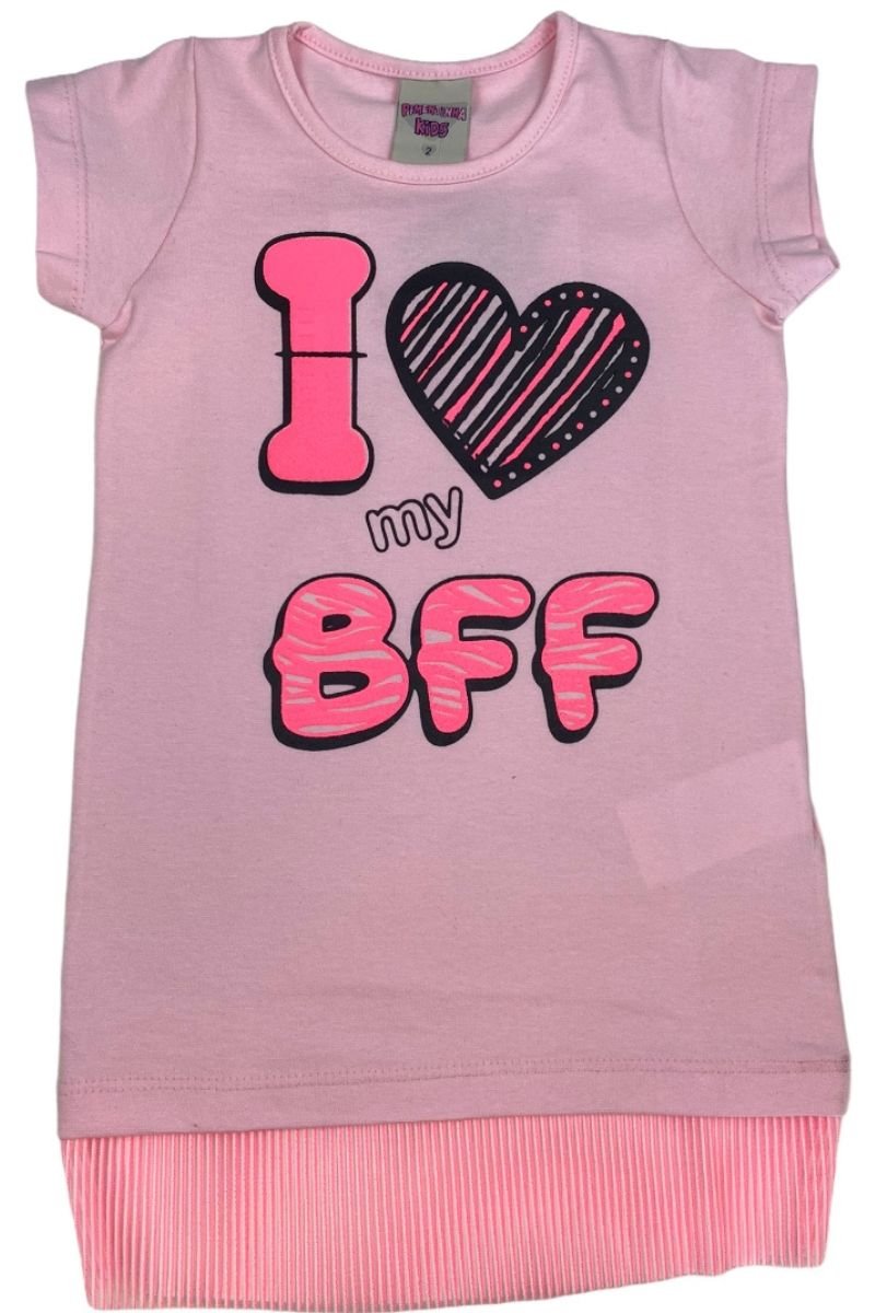 Vestido Bebê Menina I Love My Bff Rosa - Pimentinha Kids