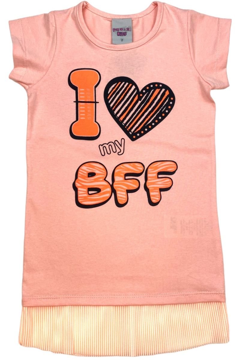 Vestido Bebê Menina I Love My Bff Salmao - Pimentinha Kids