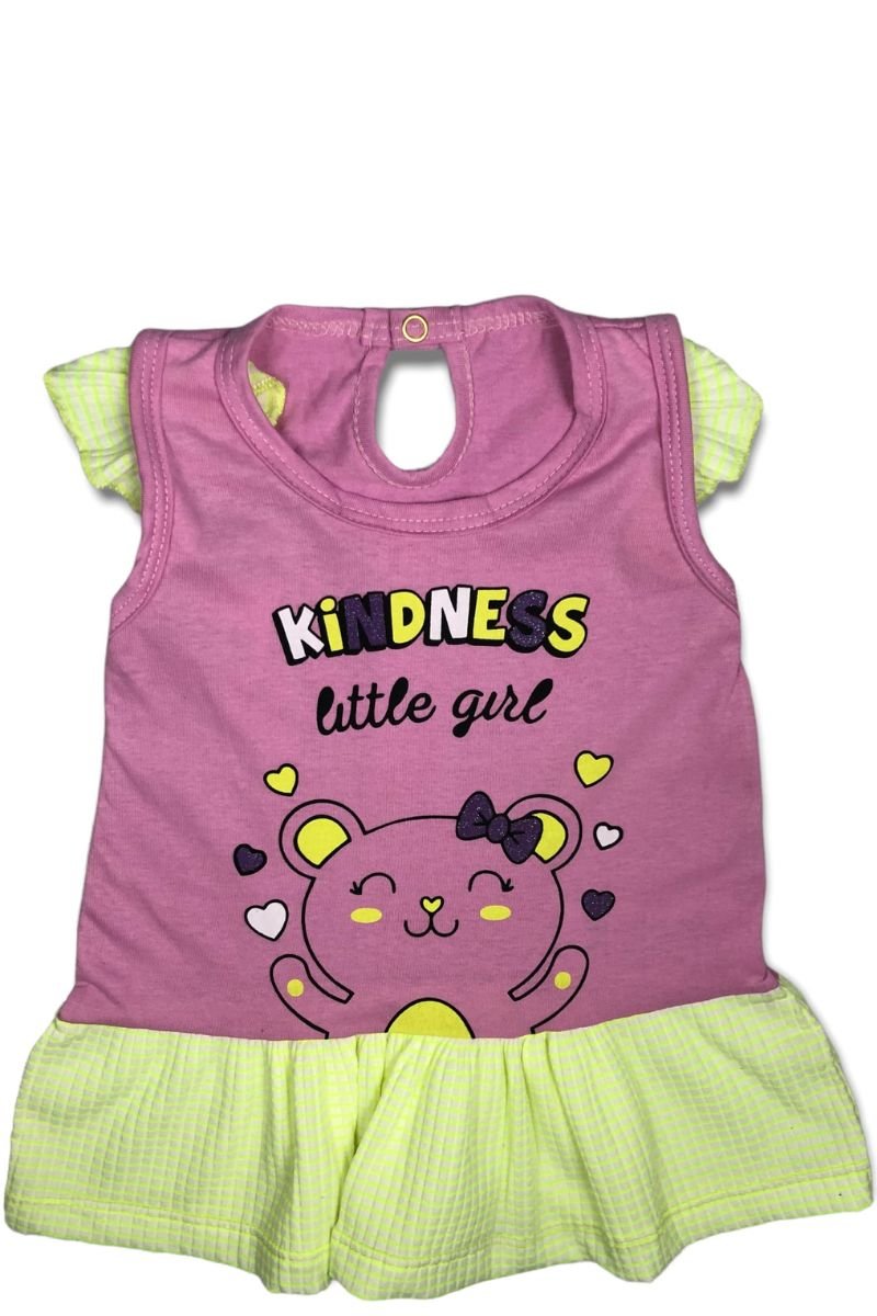 Vestido Bebê Menina Kindness Little Girl Rosa E Verde - Pimentinha Kids