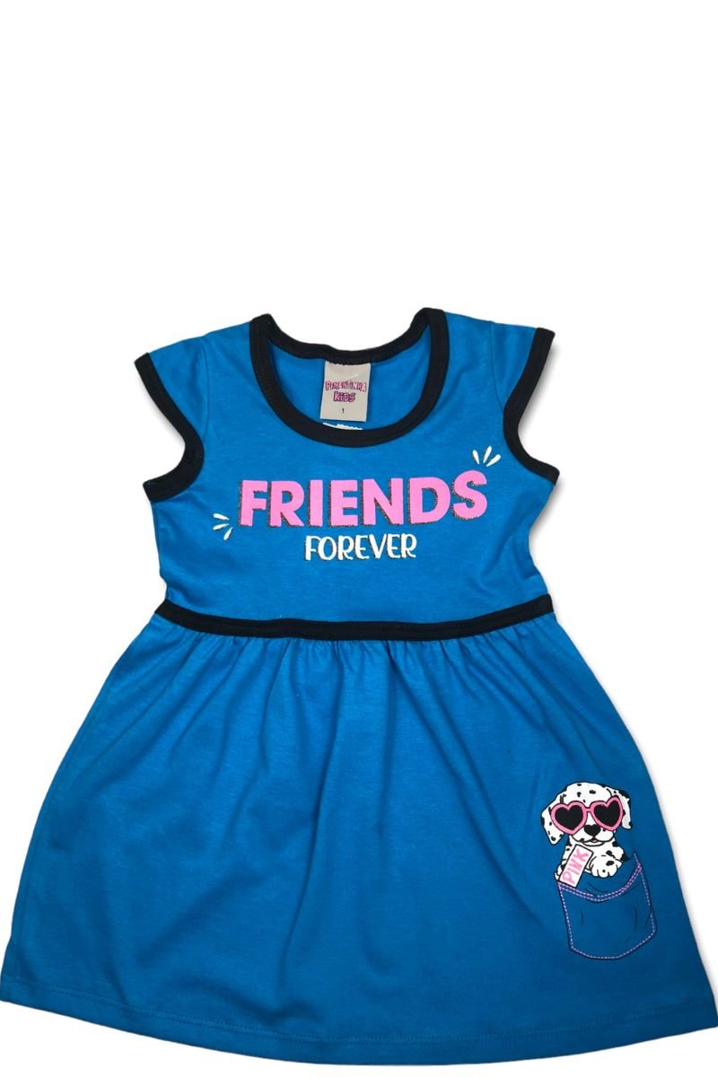 Vestido Menina Friends Forever Azul - Pimentinha Kids