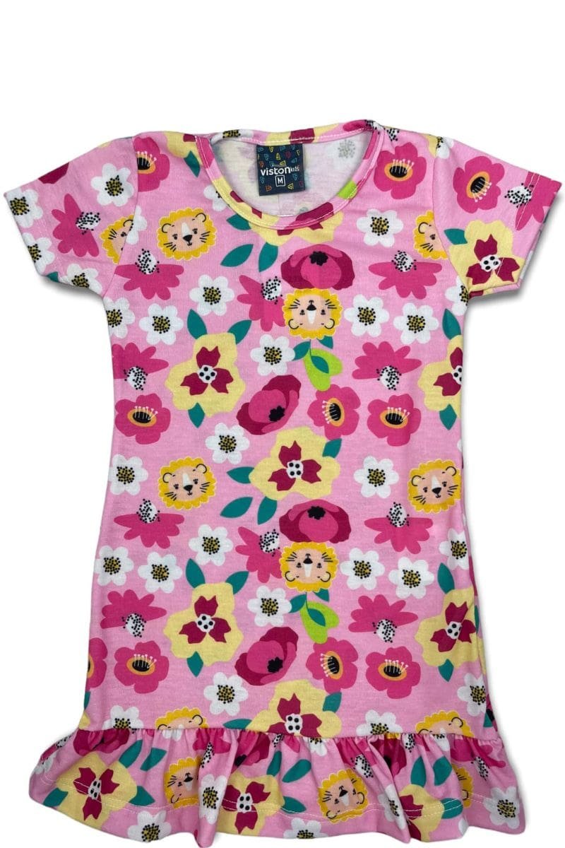 Vestido Bebê Menina Flores Rosa - Viston Kids