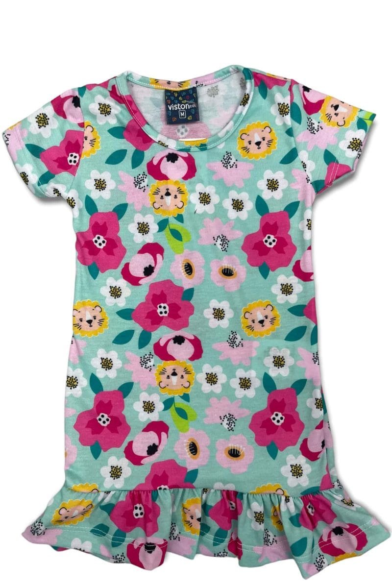 Vestido Bebê Menina Flores Verde - Viston Kids