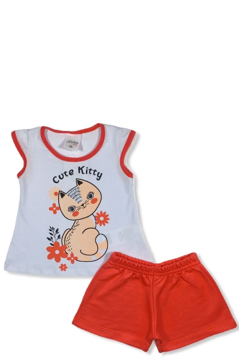 Conjunto Bata Gatinho Cute Kitty Com Short Moletinho