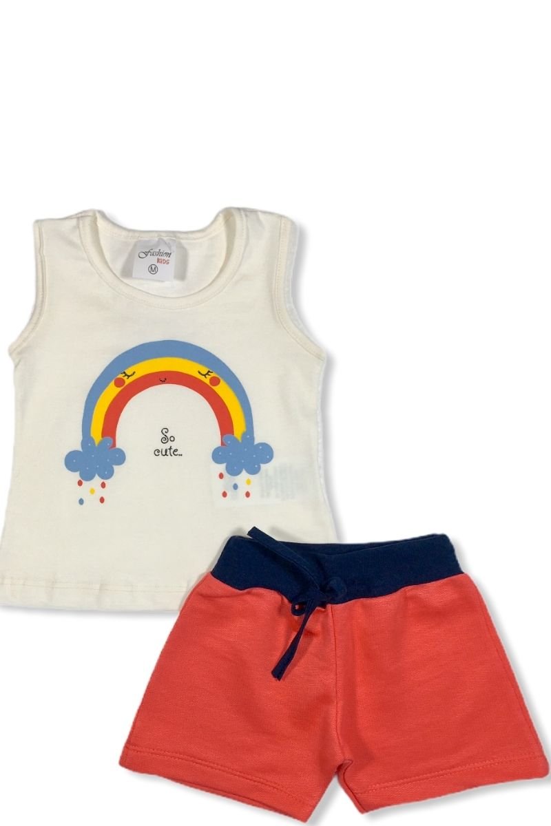 Conjunto Regata Arco Íris So Cute Com Short Moletinho Fas 214656 Beg