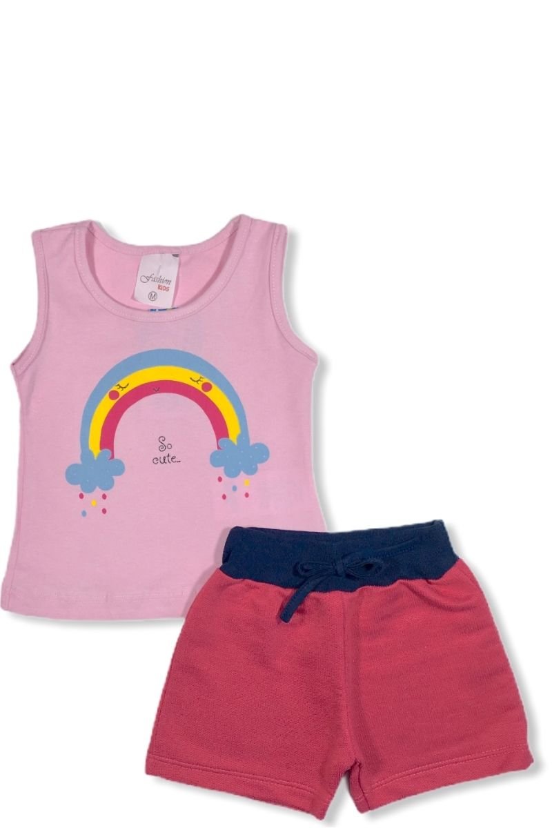 Conjunto Regata Arco Íris So Cute Com Short Moletinho