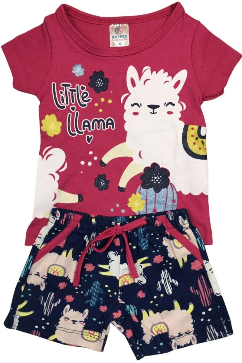 Conjunto Bebê Menina Little Llama Pink Kappes