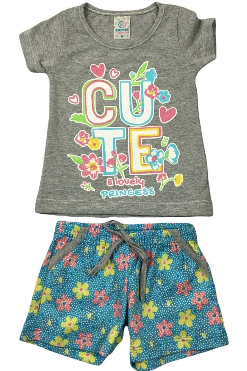 Conjunto Bebê Menina Cute E Lovely Princess Cinza Kappes