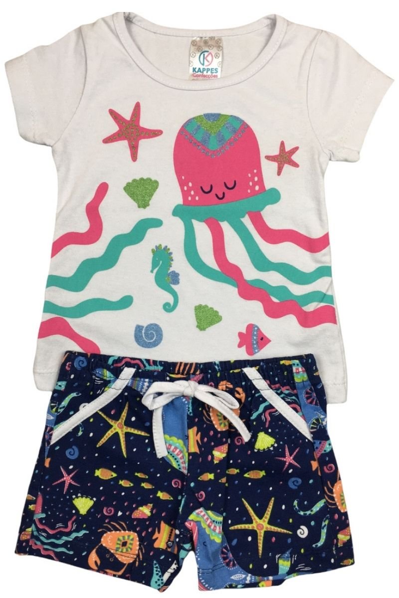 Conjunto Bebê Menina Estrelas Do Mar Branco Kappes