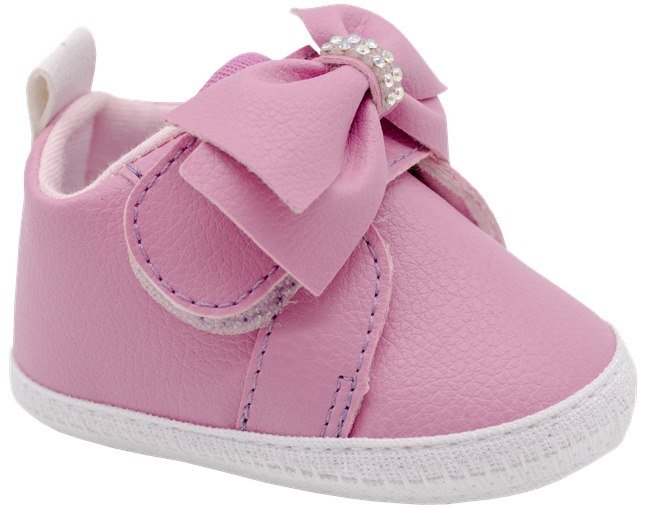 Tênis Para Bebê Menina Com Laço Rosa Keto